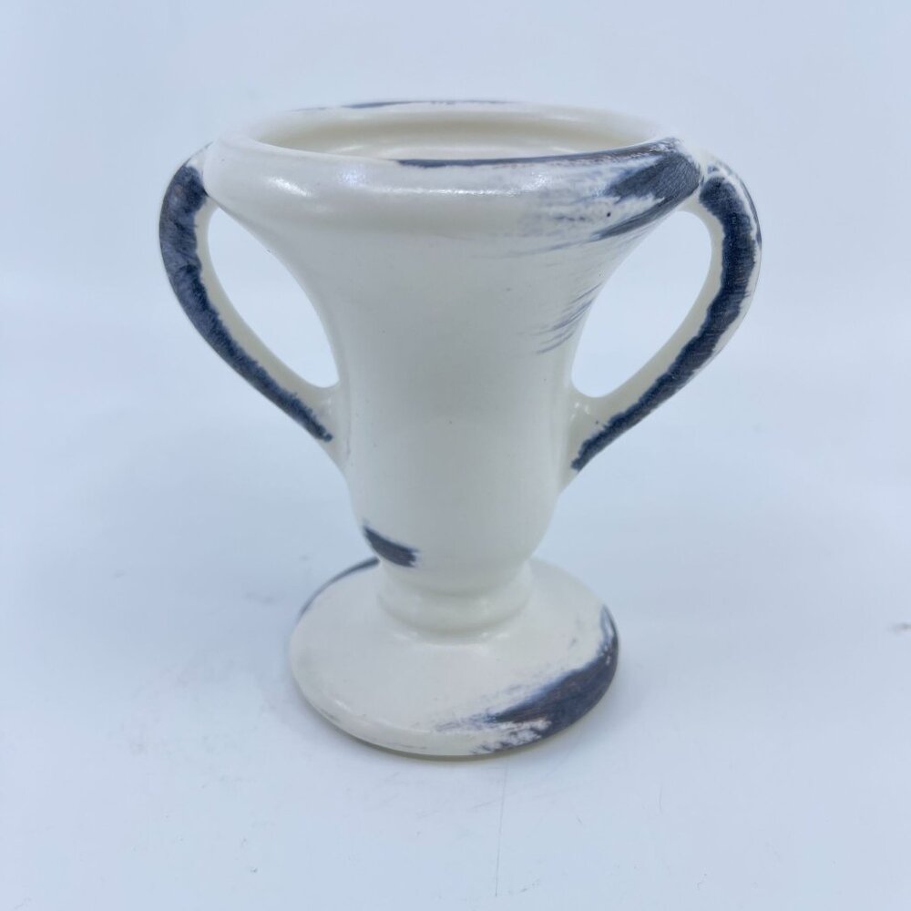 vintage royal haeger two handled white & gray ceramic bud vase